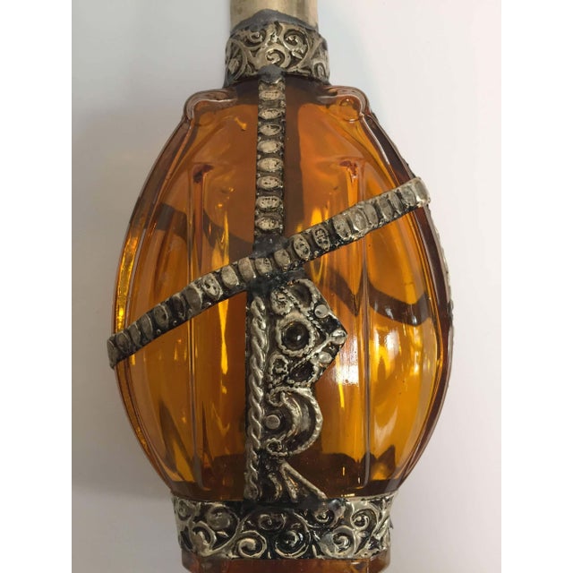 Moorish Glass Perfume Bottle Sprinkler with Embossed Metal Overlay For Sale - Image 9 of 9