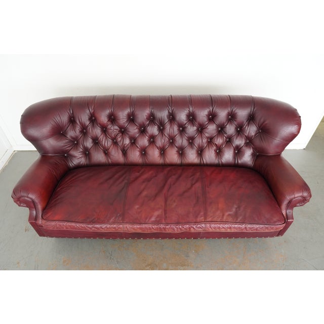 Traditional Restoration Hardware Churchill Leather Sofa For Sale - Image 3 of 14