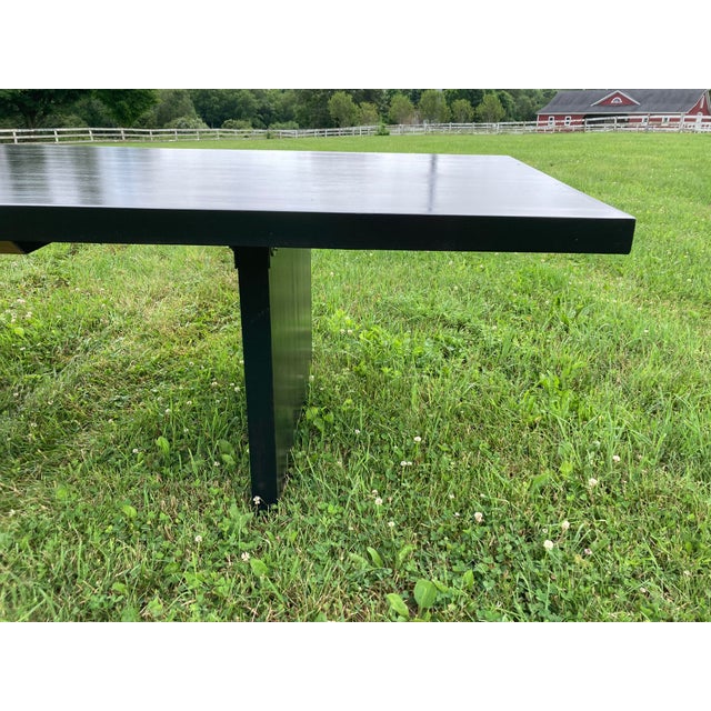 Black Lacquer Banquet Dining Table or Conference Table or Communal Table Solid Wood Rustic Chic For Sale In New York - Image 6 of 12