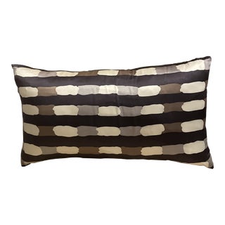 Vintage Black and Cream Silk Lumbar Pillow For Sale