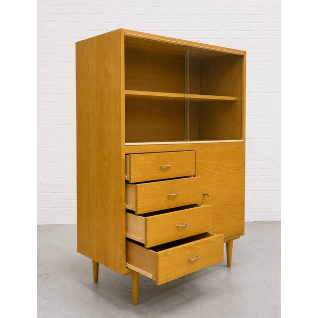 1960s Mid Century Modern Ashwood Bookcase | Paul McCobb Styled China Cabinet, C. 1960’s For Sale - Image 5 of 16