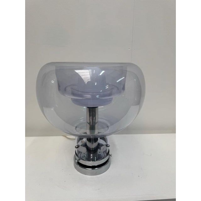 Hand Blown Glass and Chrome Table Lamp by Toni Zuccheri, 1970s For Sale - Image 6 of 9