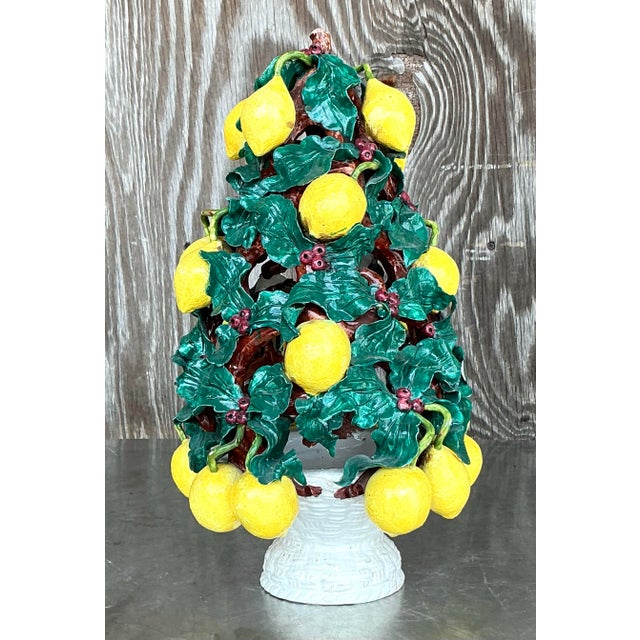 Mid 20th Century Vintage Italian Glazed Ceramic Lemon Topiary For Sale - Image 5 of 10
