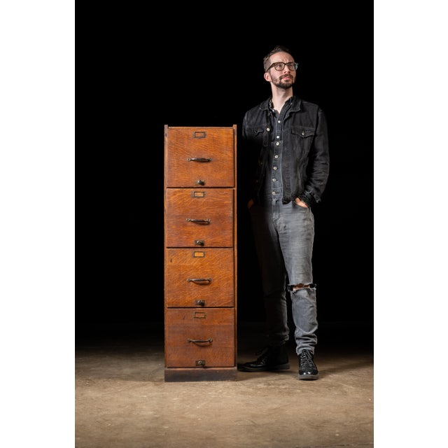 c. 1920s; (likely) The Globe-Wernicke Co. - Cincinnati, OH Antique oak document cabinet. This piece features four drawers...