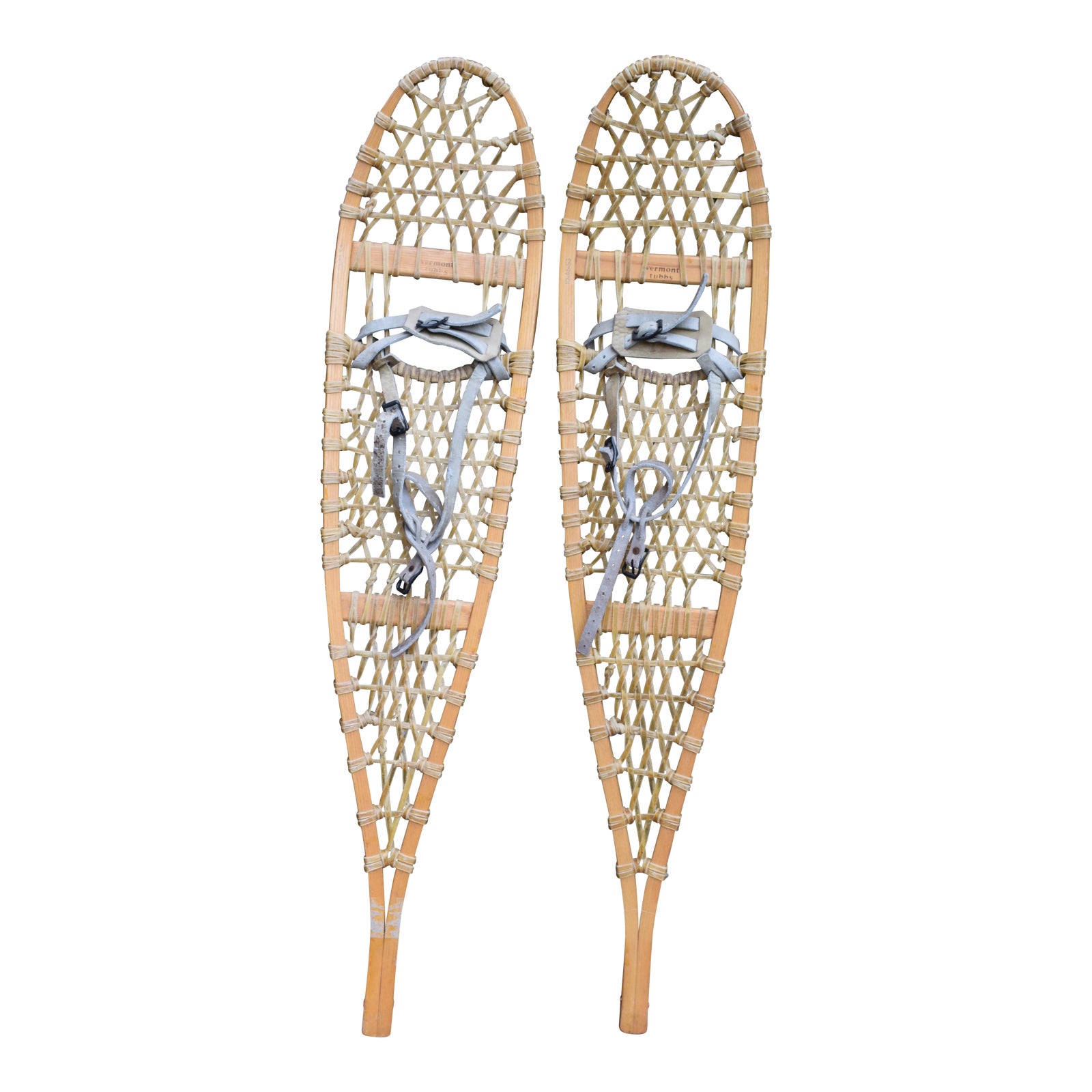 Vermont Tubbs Wooden Snowshoes With Rawhide Webbing and Leather Binding
