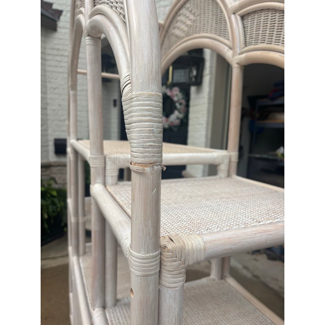 Palm Beach Chic Wicker & Bamboo Etagere For Sale - Image 10 of 12