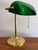 Art Deco Vintage Brass Emeraldite Glass Shade Bankers Lamp For Sale - Image 3 of 9