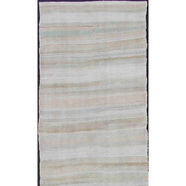 Vintage Turkish Kilim Runner With Stripes and Modern Design in Muted Colors 2'4 X 10'0 For Sale - Image 4 of 10