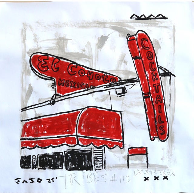 Paper El Coyote Run - Original Los Angeles Street Art Acrylic and Ink Work on Paper For Sale - Image 7 of 7