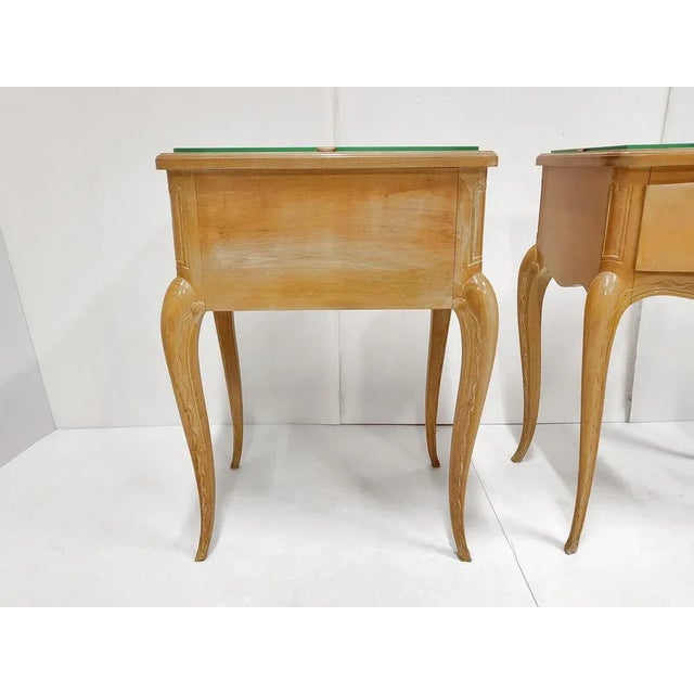 French Varnished Birch Bedside Tables in the style of René Prou, 1940s, Set of 2 For Sale - Image 9 of 13