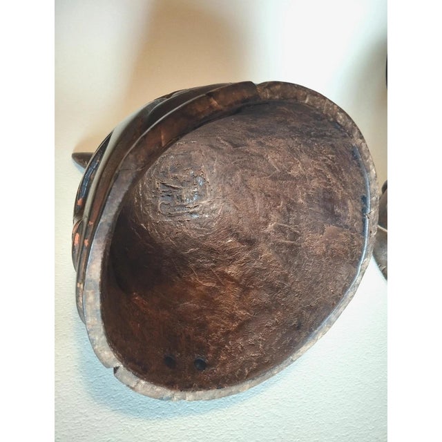 African Mende Double-Sided Janus Wood Helmet Mask, Sierra Leone, 1960s For Sale - Image 3 of 6
