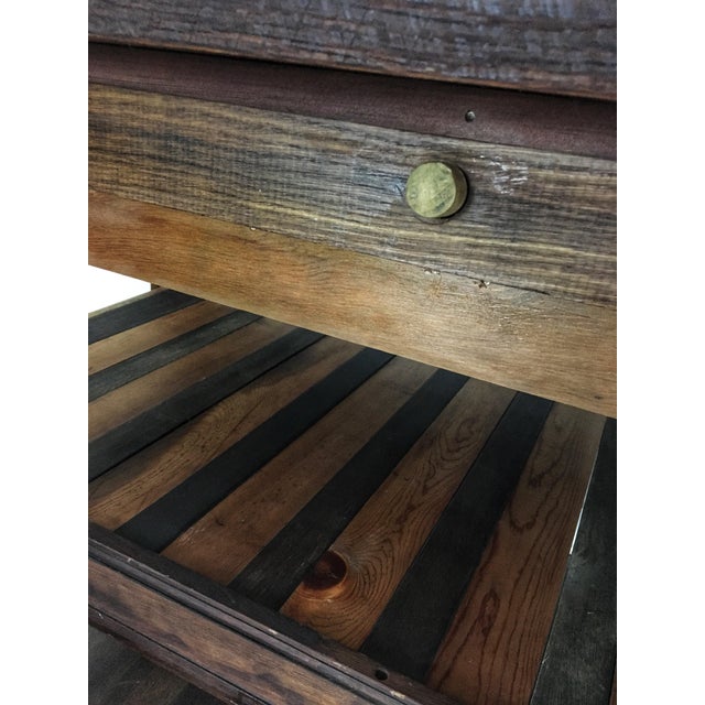 Rustic Reclaimed Oak Kitchen Island With Hand Carving ...