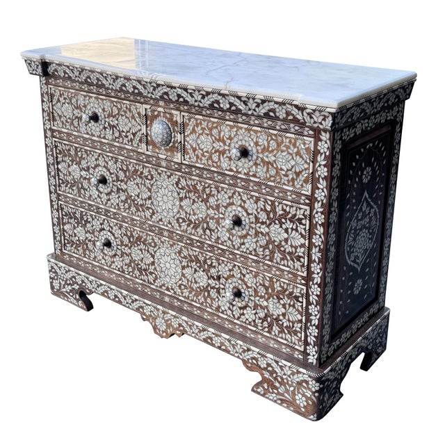 Contemporary 1990s Exquisite Mother-of-Pearl Inlaid Chest of Drawers For Sale - Image 3 of 8