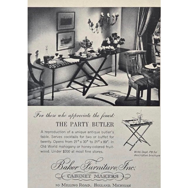 Mid-Century Modern Mid Century "Party Butler" Expandable Tray Table by Baker Furniture For Sale - Image 3 of 11