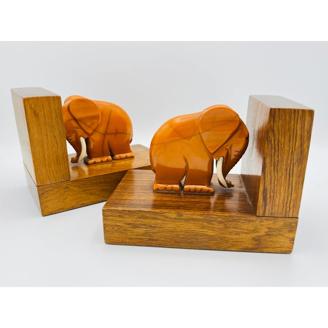 Mid-Century Modern Bakelite Elephant Bookends, 1920s, Set of 2 For Sale - Image 3 of 5