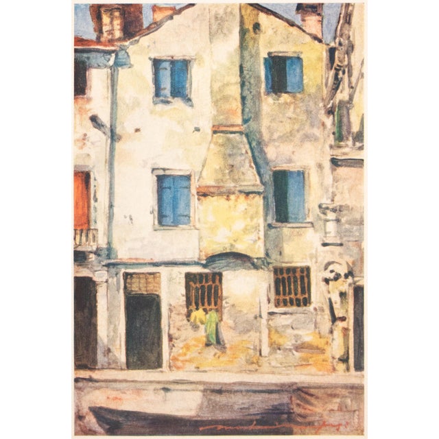 An original small period antique full-color print of Venice by Mortimer Menpes after his watercolor painting "Chioggia"....