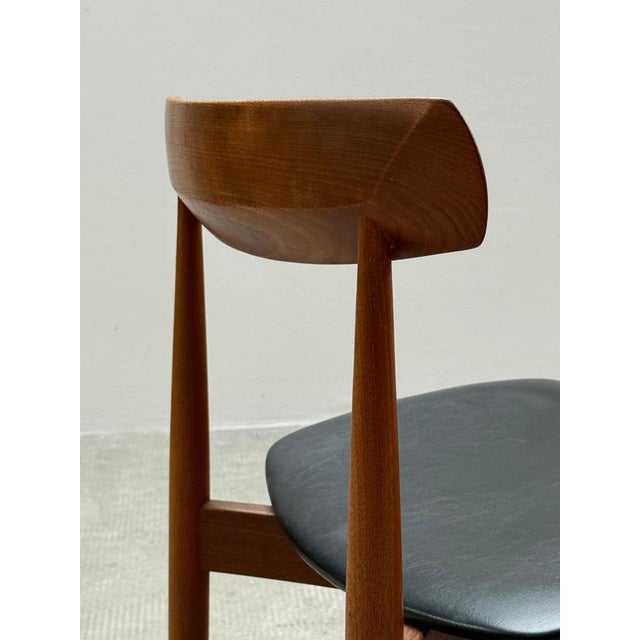 Teak Wood Black Leather Dining Chairs by HW Klein for Bramin, Denmark, 1960s, Set of 4 For Sale - Image 14 of 16