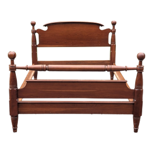 1960s Vintage John Vogler Cannonball Cherrywood Full Size Bed Frame