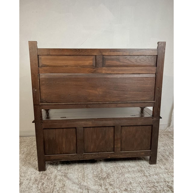 1920s Antique French Normandy Carved Oak Bench Chest For Sale - Image 5 of 11