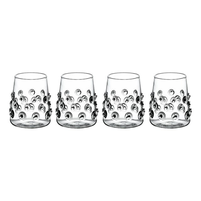 Votive with Glass-Applied Swirls, Set of 4 For Sale