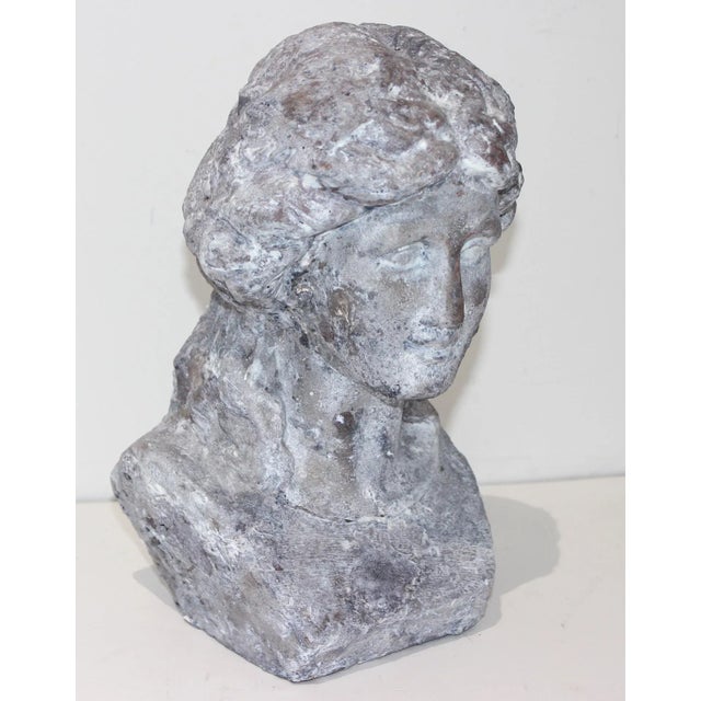 Artisan Bust of Victorian Girl Long Hair Tied in a Bow For Sale - Image 10 of 12