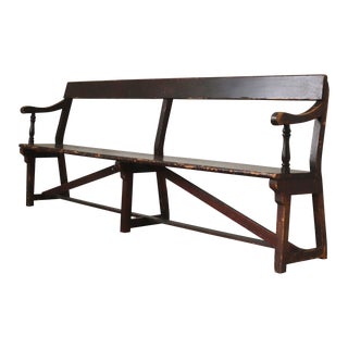 Antique English Pine Chapel Bench #1, 19th Century For Sale
