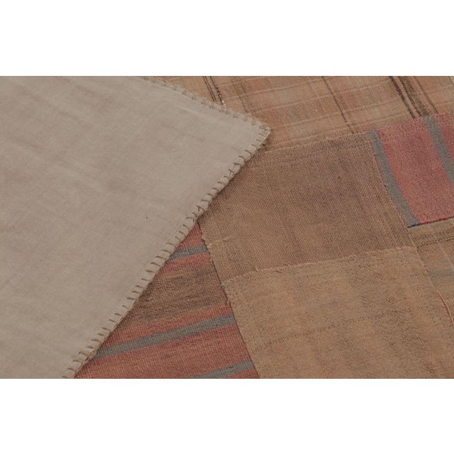Brown Vintage Turkish Patchwork Rug in Brown and Colorful Design - Rug & Kilim For Sale - Image 8 of 10