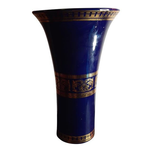 Vintage Royal Bavaria Kpm Germany Cobalt Blue Vase For Sale