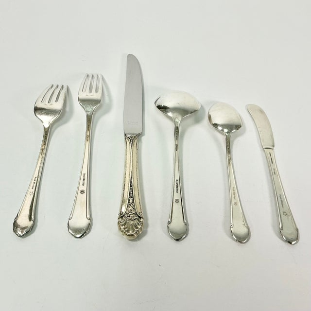 1935 Vintage Hollywood Regency Neoclassical Royal Windsor Sterling Silver Flatware - Set of 71. For Sale - Image 10 of 18