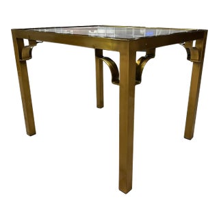 Mastercraft Chinese Chippendale Brass End Table With Fretwork For Sale
