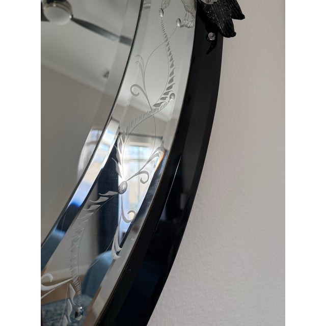 Black Venetian Murano Glass Wall Mirror Vintage For Sale - Image 8 of 12