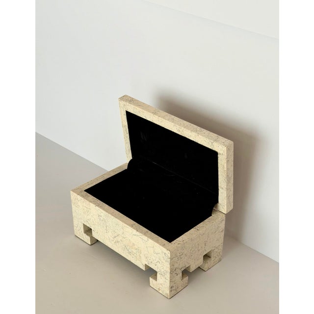 1980s Art Deco Revival Tessellated Stone & Greek Key Feet Box For Sale In Detroit - Image 6 of 9