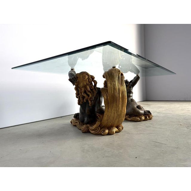 Wood Vintage Gilt Wood Mermaid Coffee Table, 1960s For Sale - Image 7 of 12