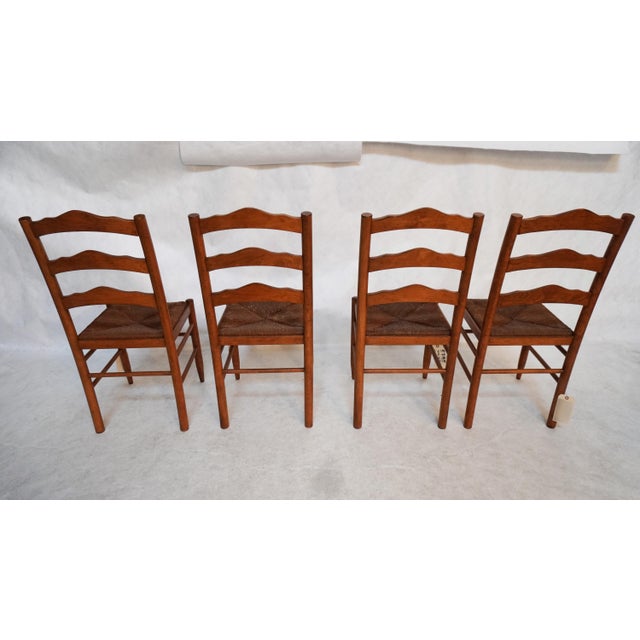 Mid 20th Century Set of Four Wooden Dining Chairs With Rush Seats For Sale - Image 9 of 17