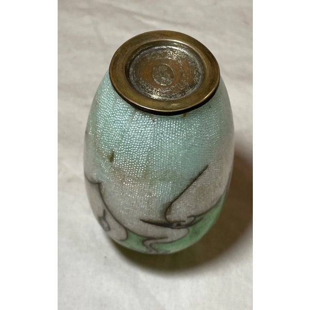 Antique 19th Century Japanese Meiji Miniature Foil Enamel Signed Bronze Vase Urn For Sale - Image 9 of 10