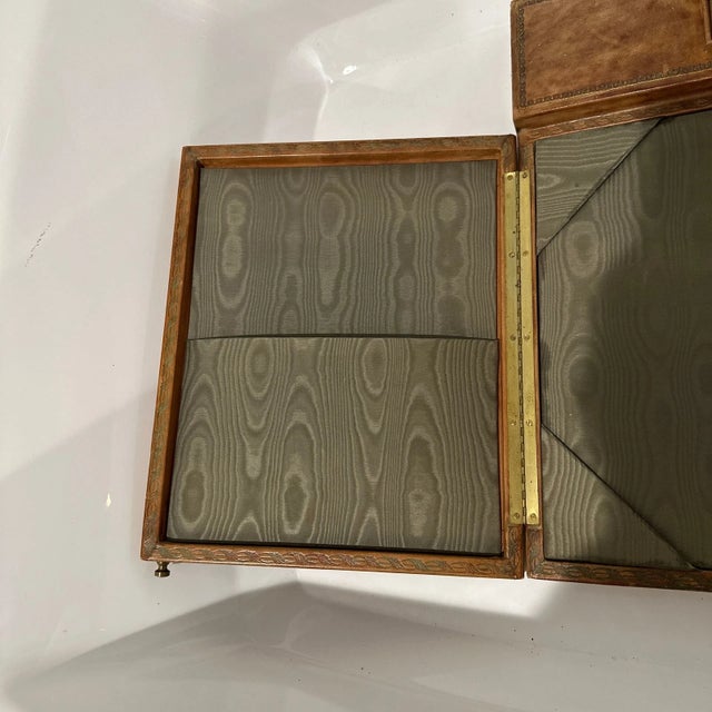 English Victorian Antique Leather Writing Box For Sale - Image 4 of 5