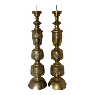 1960s James Mont Style Asian Candlesticks - A Pair For Sale