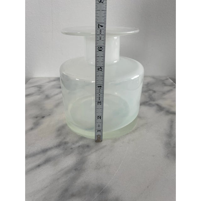 Glass Vintage Mid-Century Scandinavian Modern White Blown Glass Gul Vase For Sale - Image 7 of 7