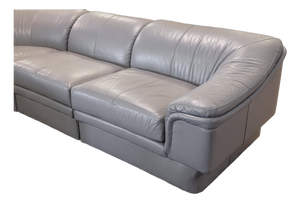 Vintage Postmodern 4pc Curving Gray Leather Sofa Sectional