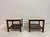 Pair of Goncalo Alves side tables with marble tops. Great for bedside tables with a slatted base for books. 1960s Brazil