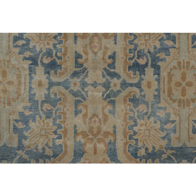 Traditional Antique Mahal Runner With Brown and Blue Dense Geometric Pattern - Rug & Kilim For Sale - Image 3 of 7