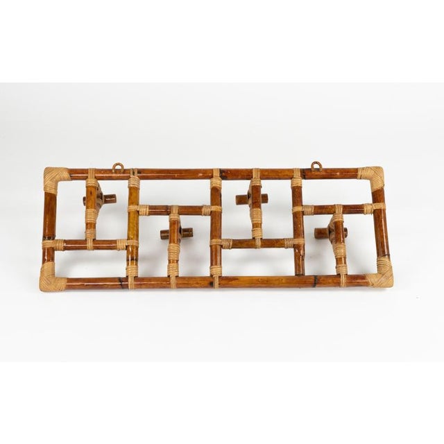 Mid-Century Modern Wall Coat Rack in Bamboo and Rattan, 1970s For Sale - Image 15 of 16