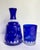 Blue Vintage Cobalt Blue Cut-to-Clear Bedside Carafe With Tumbler, Night Water Set For Sale - Image 8 of 8