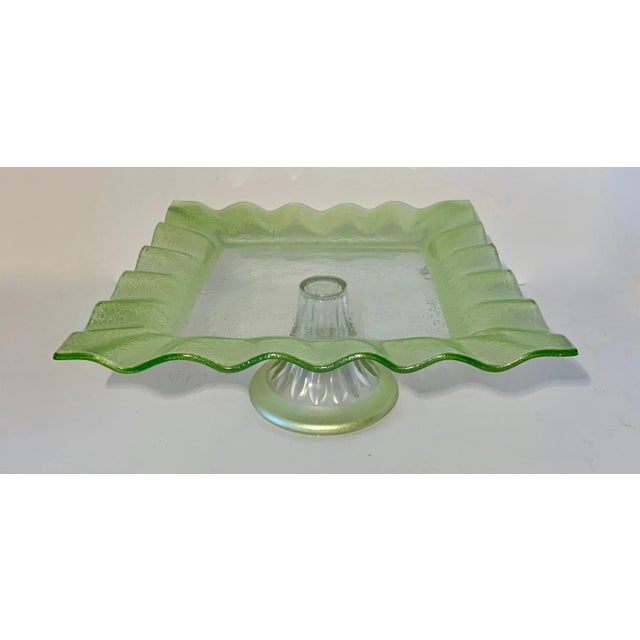 Square Glass Footed Cake Plate For Sale - Image 4 of 7