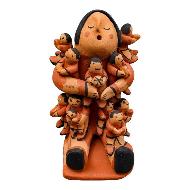 Mid 20th Century Jemez Pueblo MSJ Signed Vintage Storyteller 10 Children Pottery Sculpture Figure For Sale