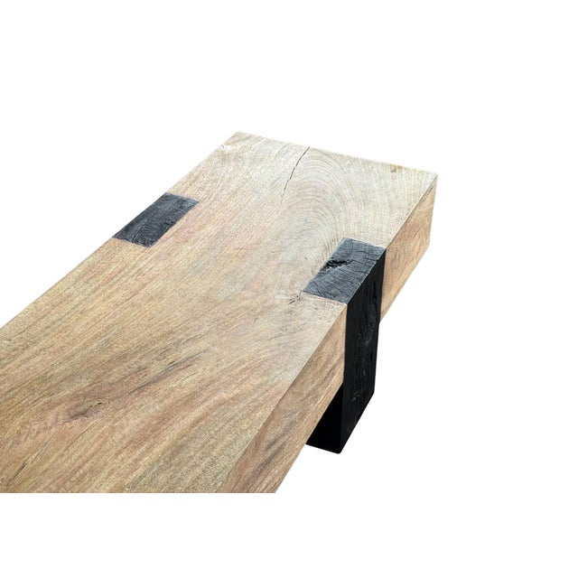 Cream Sculptural Mango Wood Bench, Modern Organic, Stunning Wood Textures For Sale - Image 8 of 8
