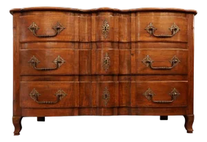 18th Century French Crossbow Front Chest of Drawers in Walnut