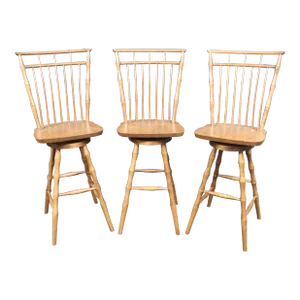 Benchmade Maple Bamboo Swivel Barstools Set/3