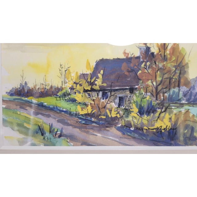 Fernand Rolland, A Farm in Puisaye, 1959, Gouache For Sale - Image 3 of 7
