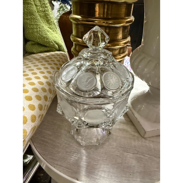 Glass Vintage Fostoria 'Coin Glass' Pattern Candy Dish, For Sale - Image 7 of 11